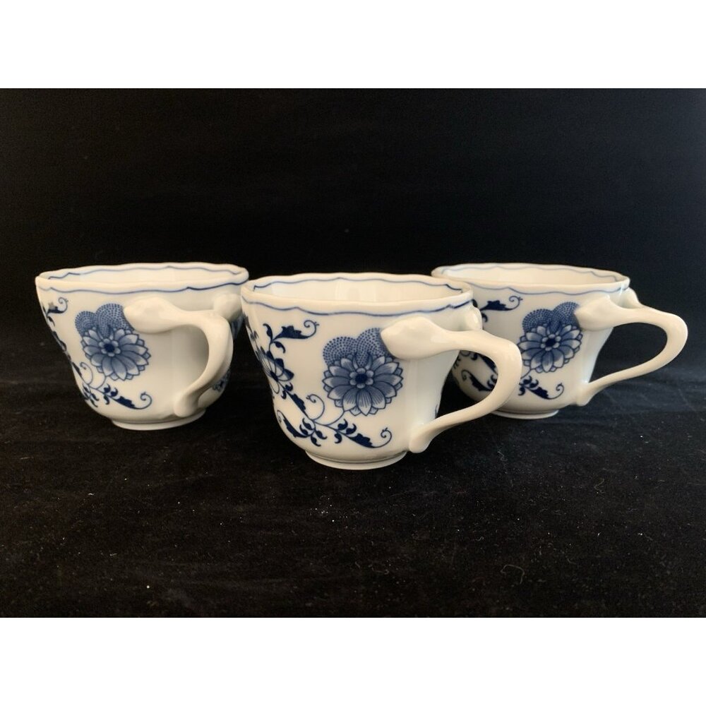 Blue Danube Porcelain Coffee Cups Set of 3 Japan Demitasse Rectangle Mark Vtg